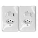 Ver imagem 1 de Kit 2 Interruptor Simples 6a com Tomada 2p+t 20a 250v Ilumi Cor:branco