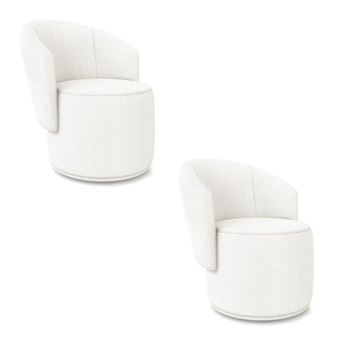 Poltrona Decorativa Orgânica Fixa para Sala Kit 2 Malu Bouclê Off White M11 - D’Rossi