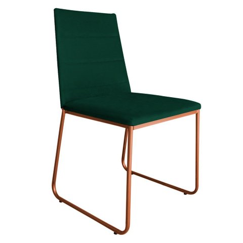 Cadeira de Jantar Lille Base Aramado Bronze Veludo Verde - Montanaris Decor