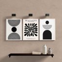 Ver imagem 2 de Kit 3 Quadros Abstratos Formas Geométricas matisse 45x34cm - com Vidro:madeira Branca