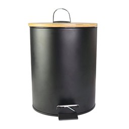 Cesto Lixo Aço Inox Tampa Bambu Cesto Interno Removível Plástico com Alça Capacidade 5 Litros - 3
