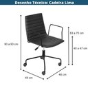 Ver imagem 4 de Cadeira Escritório Giratória Baixa Lima Or Design Tecido Bouclé Cinza Base Aço Preto Rodízio