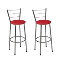 Ver imagem 1 de Kit 2 Banquetas Média Cromada Com Encosto Assento Vermelho