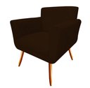 Ver imagem 3 de Kit Namoradeira + 2 Poltronas Decorativa Sabrina Suede Marrom Pés Madeira Mz Decor