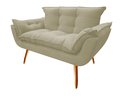 Ver imagem 2 de Namoradeira Decorativa Opala Suede Bege 2 Lugares Pés Madeira Mz Decor