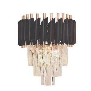 Arandela Preta e Dourada Cristal 30cm 2E14 PARIS LUZ