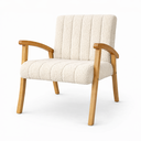 Ver imagem 3 de Conjunto 2 Poltronas Haley Tecido Boucle Estrutura Madeira Maciça para Recepção Sala de Estar:cru