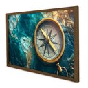 Ver imagem 1 de Quadro Decorativo a Bussola e o Mapa em Moldura Caixa Tacolado Moldura Trad 1cm Madeira Escura com V