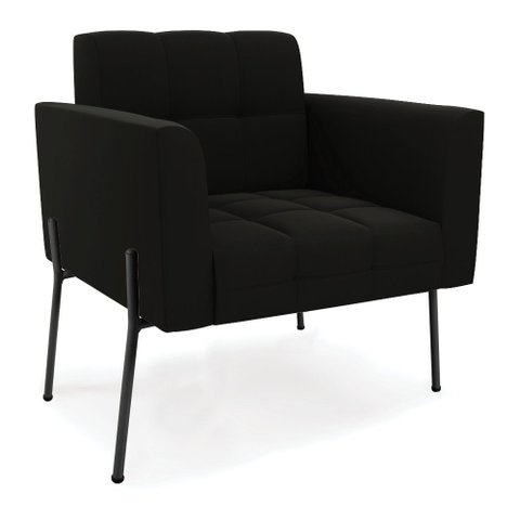 Poltrona Pé de Ferro Preto para Sala Elisa Suede D03 - D'Rossi Marisa