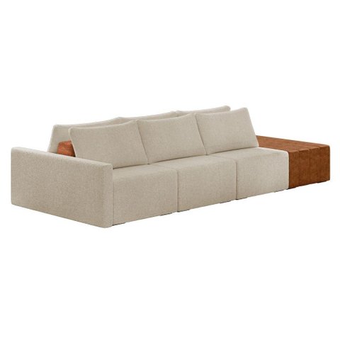 Sofá Ilha 3 Lugares Living 372cm Modulado Lary Bouclê K01 Cor Bege
