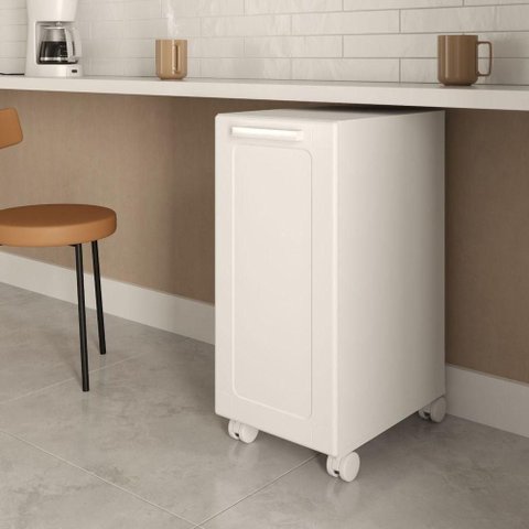 Balcão Multiuso 8193 com 1 Porta 1 Prateleira 35cm Branco com Rodízios Bertolini