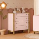 Ver imagem 1 de Comoda Infantil Flora 4 Gavetas Rosa Acetinado - Qmovi
