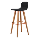 Ver imagem 2 de Banqueta Alta Línea Plus em Carvalho com Aço e Linho Preto