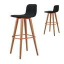 Ver imagem 4 de Banqueta Alta Línea Plus em Carvalho com Aço e Linho Preto