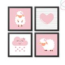 Ver imagem 1 de Kit com 4 Quadros Decorativos Carneirinho Moldura e Vidro:preto