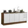 Kit com 2 Balcões de Cozinha Madesa Lux 4 Portas 3 Gavetas (Sem Tampo e Pia) Rustic/Branco Veludo - 11