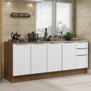 Ver imagem 1 de Kit com 2 Balcões de Cozinha Madesa Lux 4 Portas 3 Gavetas (Sem Tampo e Pia) Rustic/Branco Veludo