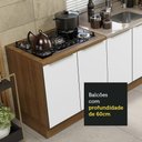 Ver imagem 7 de Kit com 2 Balcões de Cozinha Madesa Lux 4 Portas 3 Gavetas (Sem Tampo e Pia) Rustic/Branco Veludo