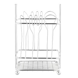 Porta Talheres Prata em Metal 15,5x10x10cm - Metal Click - 1