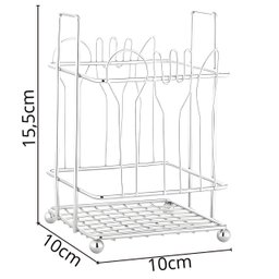 Porta Talheres Prata em Metal 15,5x10x10cm - Metal Click - 2