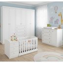 Ver imagem 1 de Quarto Americano 6 Portas com Berço Multifuncional Atlanta Ambiente Branco Fosco Henn - Reller