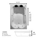 Ver imagem 3 de Banheira Dupla Lindóia Combate com Hidro em Acrílico - 1.70x1.10x0.40 - 127v