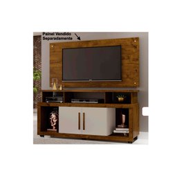 Rack Bancada Sala com Pés de Rodinha e 2 Portas Star 135x70cm Canela/off White - 2