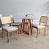 Mesa de Jantar Luna Tampo Retangular Off White 1,40 M com Base em Madeira - 2