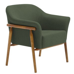 Poltrona Sala de Estar Luna Base Madeira Castanho Poliéster Verde Musgo - Nexta Casa