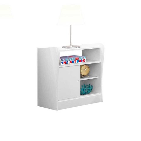 Mesa de Cabeceira Infantil 1 Porta 2 Peças Amore Branco - Qmovi