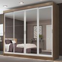 Ver imagem 1 de Guarda-roupa Casal Madesa Austin 4 Portas de Correr de Espelho 3 Gavetas