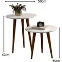 Ver imagem 2 de Jogo 2 Mesas Lateral e Apoio Redonda Leve Sala Retrô Pés Palito Cor Branco - Comprar Móveis em Casa
