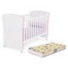 Berço Mini Cama Doce Sonho Rosa/Branco com Perfil, Rodízios e Colchão D18 - Qmovi - 1