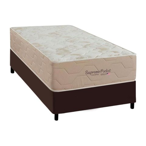 Cama Box Solteiro + Colchão Molas Inovaflex Supreme