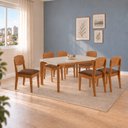 Ver imagem 1 de Conjunto de Mesa de Jantar Dublin 180 Tp MDF Vidro Canto Copo 6 Cadeiras Cleo