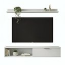 Ver imagem 1 de Rack TV 55 pol. Suspenso 136cm 1 Porta Lila Off White Z49 - Mpozenato