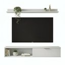 Ver imagem 2 de Rack TV 55 pol. Suspenso 136cm 1 Porta Lila Off White Z49 - Mpozenato