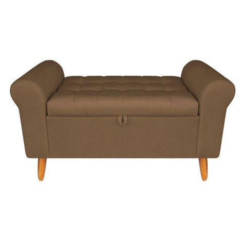Recamier Baú Rio 140cm Suede Madeira Maciça Marrom Inova Decor
