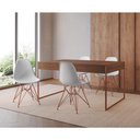Ver imagem 1 de Mesa Jantar Industrial Retangular Amêndoa 137X90Cm Com 4 Cadeiras Brancas Base Cobr Cor: Amendoa