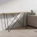 Ver imagem 1 de Aparador Industrial Tampo Madeira MDF Base Aço Carbono Preto Hall de Entrada, Corredor, Luxo Hórus