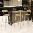 Ver imagem 2 de Kit 06 Banquetas Alta Bar Cozinha Sala de Jantar Aço Milão Arena L02 Couríssimo Fendi - Lyam Decor