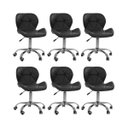 Ver imagem 2 de Kit 6 Cadeiras Office Eiffel Slim Giratória Base Cromada com Rodízios e Ajuste de Altura
