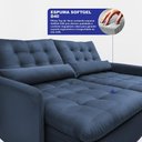 Ver imagem 2 de Sofá sem Caixa Retrátil 2,00m Softgel Celeste Velusoft Azul Cama Inbox