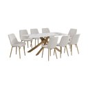 Ver imagem 3 de Conjunto Mesa de Jantar Lara 180cm Cerâmica Base Aço Carbono Bronze com 8 Cadeiras em Linho Cru