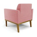 Ver imagem 5 de Kit 2 Poltronas Base de Madeira Fixa Castanho Marisa Suede Rosê - D'Rossi