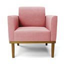 Ver imagem 4 de Kit 2 Poltronas Base de Madeira Fixa Castanho Marisa Suede Rosê - D'Rossi