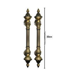 Puxador Duplo para Portas Estilo Colonial Jd 33cm Ouro Velho - 5