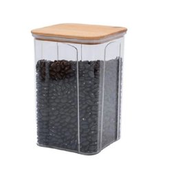Pote Hermético 1,4l com Tampa de Bambu Transparente Quadrado - 4