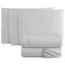 Ver imagem 1 de Jogo Lençol Casal Padrão 4 Peças Cama Box Ponto Palito 400 Fios Cinza