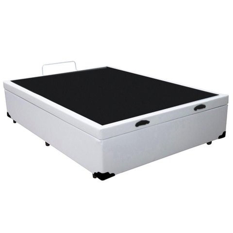 Cama Box Baú Casal Sintético Mega Cama Branco 138x188x45cm